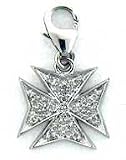 Maltese Cross, 14K Gold Diamond Charm