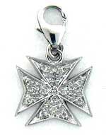 Maltese Cross, 14K Yellow Gold Diamond Charm