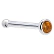 Solid 14KT White Gold 2mm Genuine Citrine Saffron Nose Bone - 20 Gauge