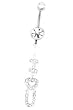 Stainless Steel Heart Belly Ring with Clear CZ - I Love U - Sold Individually