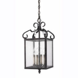 Golden Lighting 2049-SF FB Semi-Flush/Ceiling with Seeded Glass Shades, Fired Bronze Finish