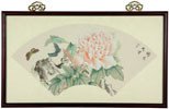 Simple Beautiful Unique Housewarming Gift Idea - 19" Japanese Style Sumi-e Butterflies Ink & Watercolor Framed Wall Art