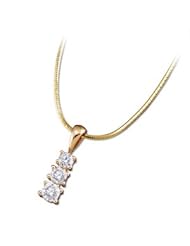 CleverEves 14K Yellow Gold 3 4 Ct Tw Diamond Three Stone Pendant W Chain
