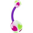 Bioplast Purple Green Hearts Belly Ring