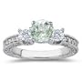 0.80 Cts Diamond & 0.78 Cts Green Amethyst Ring in 18K White Gold-8.0