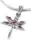 Small Red Crystal Dragonfly Sterling Silver Charm Pendant