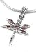Small Garnet Dragonfly Sterling Silver Charm Pendant