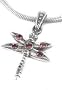 Small Garnet Dragonfly Sterling Silver Charm Pendant Small Garnet Dragonfly Sterling Silver Charm Pendant