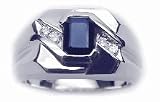 0.70Ct. 14K. White Gold Emerald Cut Sapphire & Diamond Men's Ring