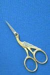 3 1/2" Gold Stork Embroidery Scissors-made in Italy