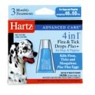 Hartz Advanced Care 4in1 Flea & Tick Drops Plus+ For Dogs and Puppies Weighing 46 to 60 lbs (weighing 46-60 lbs - 3 tubes)