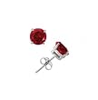 Silver Ruby Gemstone Round Stud Earrings - 4 mm