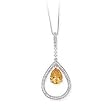 14k White Gold, Diamond & Citrine Drop Pendant (0.25ctw)