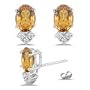 0.18 Ct Diamond & 5.96 Ct Citrine Earrings in 18K White Gold