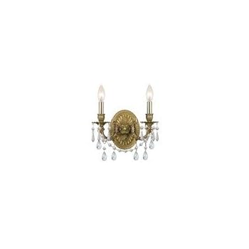 Ornate Casted Clear Hand Cut Crystal Sconce