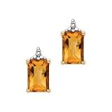 10kt. Yellow Gold, Citrine Earrings with Diamond Accents