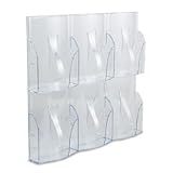 Rubbermaid 66096 Self-advance wall-mount magazine pocket display panel, 6 pockets