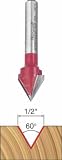 Freud 20-152 1/2-Inch Diameter 60-Degree V-Grooving Router Bit with 1/4-Inch Shank