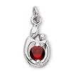 14K White Gold Mother and Child January Birthstone Charm Pendant