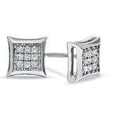 Diamond Accent Curved Frame Earrings in Sterling Silver SOLD ORDER