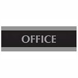 USS4762 - Office Sign, 3x9, Silver on Black