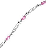 10kt. White Gold, Lab Created Pink Sapphire & Diamond Fashion Bracelet
