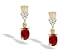 14K Yellow Gold Genuine Oval Ruby and Diamond Dangle Drop Earrings