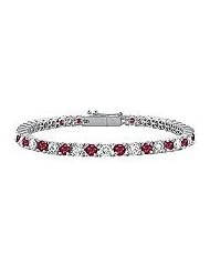 Ruby and Diamond Tennis Bracelet : 18K White Gold - 4.00 CT TGW