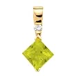 14K Yellow Gold Peridot and Diamond Pendant
