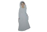2 tlg. Kostüm Braut Gr. 128 Mädchen mit Unterrock / Reifrock und Spitze Fee Zauberin Karneval Kinder Kinderkostüm Fasching Faschingskostüm Zauberfee weiß Kleid Prinzessinkleid Prinzessin Brautkleid