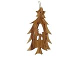 Olive Wood Christmas Tree Nativity Ornament 3-D