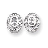 Rhodium-plated April Birthstone Oval CZ Earrings
