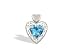 14K White Gold Genuine Heart Blue Topaz and Diamond Pendant