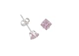 Sterling Silver 4mm Princess-Cut CZ Fashion Birthstone Earring in 4 Prong Setting, October