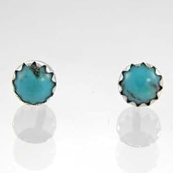 Navajo Tiny Turquoise and Sterling Silver Stud Earrings #TP112