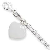 Sterling Silver 1.9mm Heart Charm Bracelet - 8.5 inch