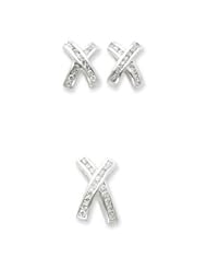 Genuine IceCarats Designer Jewelry Gift Sterling Silver Cz X Earrings And Pendant Set