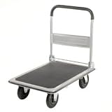 Folding Platform Truck With Solid Steel Deck 8 Pneumatic Wheels 600 Lb. Cap.