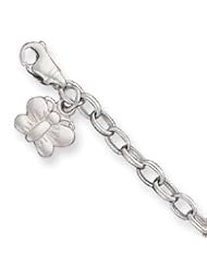 Sterling Silver Small Oval Rolo Link with Butterfly Anklet QG1382-10"