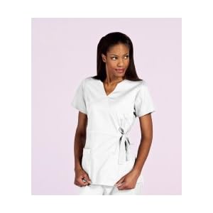 Buy Dickies Stretch Sateen Fashion Neck Ribbon Scrub Top (XS-3X) in Assorted Colors. by Dickies