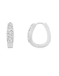 0.51 ct Three Stone Round Diamond Hoop Earrings