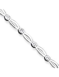 Sterling Silver 7inch Polished Fancy CZ Bracelet