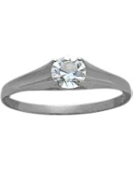 14 Karat White Gold Genuine 0.33tcw. White Topaz April Baby Gemstone Ring