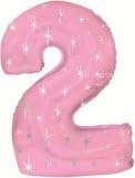 42 Inch Pink Sparkle Number 2 Balloon Pkg/1