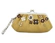 Coach Natural Straw Flower Clutch Large Wristlet Kisslock Bag 45266