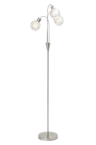 Trio-Leuchten Stehleuchte in nickel matt, Acryl klar, Innenglas matt wei&szlig;,exklusiv 3x E14 max. 40W, H&ouml;he: 150 cm 404600307