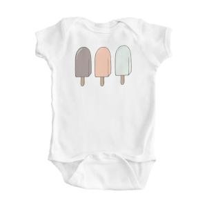 Boy's White Frozen Treat Design Design Organic Onesie
