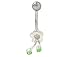 Flower Belly Button Ring with Light Green Jewels title=