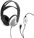 Stereo headphones, with USB connection.