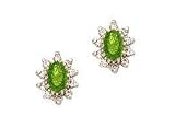 Peridot and Diamond Oval Flower Earrings